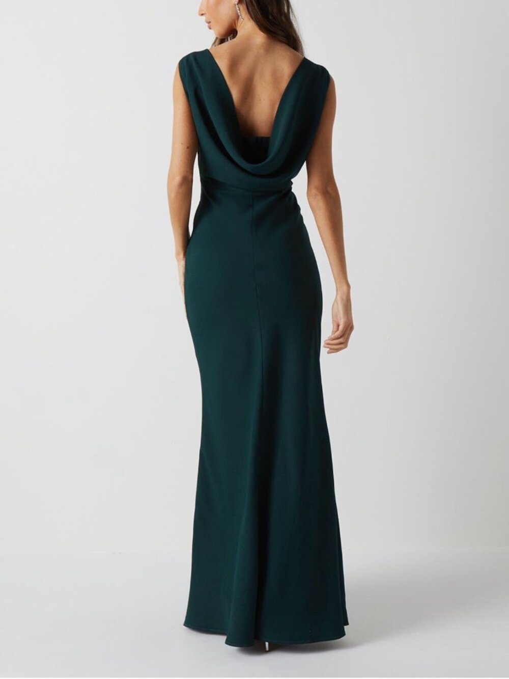 Coast Honoured Petite Cowl Back Maxi Bridesmaid Dress - Emerald Green / Size 12